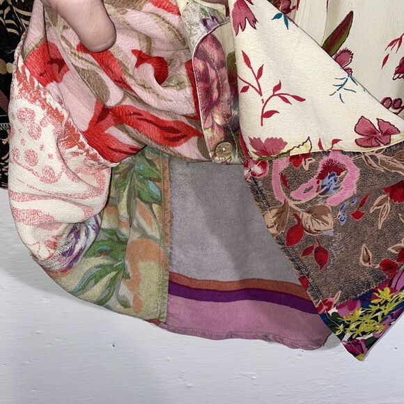 Sacred Threads Patchwork Boho Floral Tunic Top Multicolor Hippie Colorful Size M - Picture 5 of 8